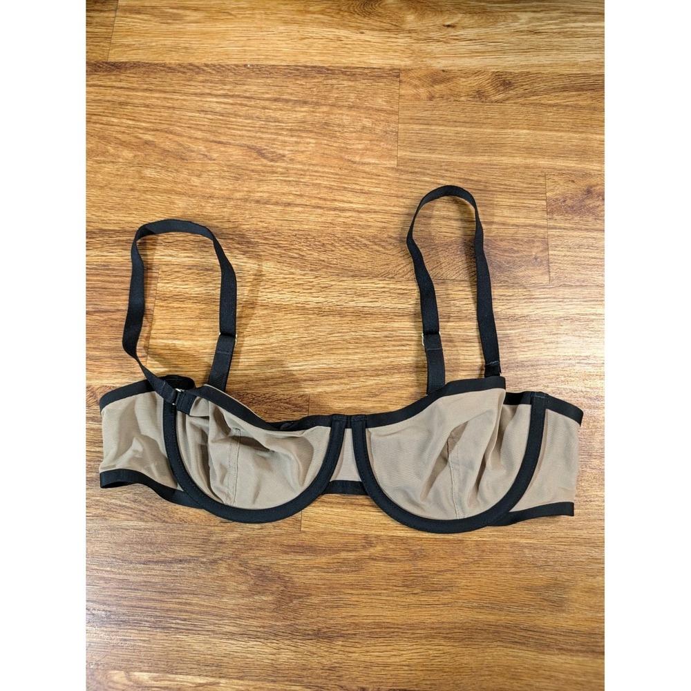 cuup the Balconnette 36a Blue Mesh Bra Beige